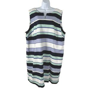 Talbots Dress 24W Sleeveless Striped‎ Multicolored Cotton Spandex NWT DR-1584